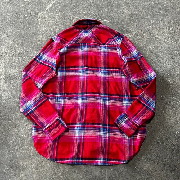 Orvis Flannel Shirt Womens S Red Plaid Oversized Light Button Up Outdoors - Picture 15 of 16